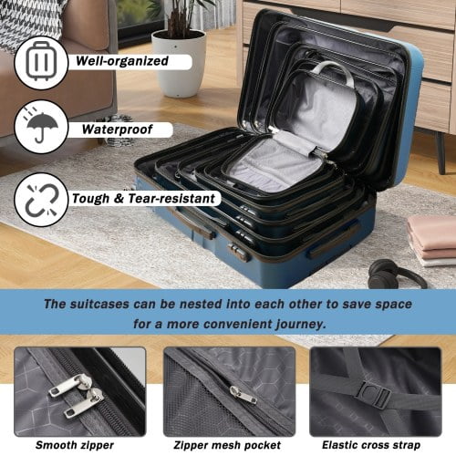 Hardshell ABS Luggage Set - Lightweight Dual Spinner Suitcases, Expandable Carry-On & Check-In, Organized Travel Solutions