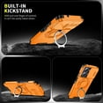 thumbnail image 2 of 360° Rotatable + 100° Fold Ring Stand Slim Fit Case for Motorola Moto G 5G 2025, with Sliding Camera Cover Shockproof Protection Matte Hybrid Phone Cover, Support Magnetic Car Mount, Orange, 2 of 9