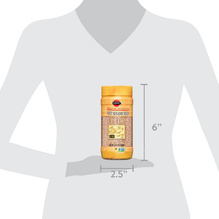 J-Basket White Roasted Sesame Seeds 8 oz Nutty Crunch for