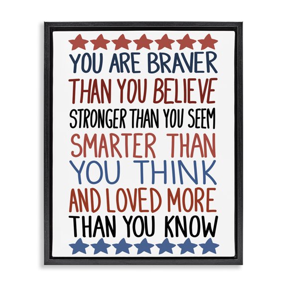 Stupell Industries Contemporary Bold Self Confidence Phrases Black Floating Frame Canvas Art, 17 x 21, by Sweet Melody Designs