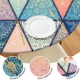 thumbnail image 4 of Colorful Floral Round Tablecloth with Boho Chic Design, Elastic Hem for Secure Fit 52-56 Inch Tables, Washable, 4 of 7