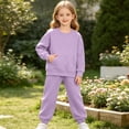 thumbnail image 5 of Cethrio Girls Outfit Sets, Long Sleeve 2 PC Fleece-lined Casual Sweatshirts and Sweatpants Sets Purple Size 8, 5 of 9
