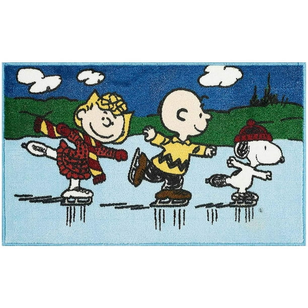 Nourison Peanuts Ice Skating Accent Area Rug With Snoopy Charlie Brown And Lucy 18 X 30 Inches Rectangle Polyester Pile With Anti Skid Anti Slip Latex Backing Walmart Com Walmart Com