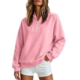 thumbnail image 3 of Horkkom Quarter Zip Pullover Women Long Sleeve Solid Color V Neck Sweatshirt Travel Daily Casual Tops, S-2XL, 3 of 8