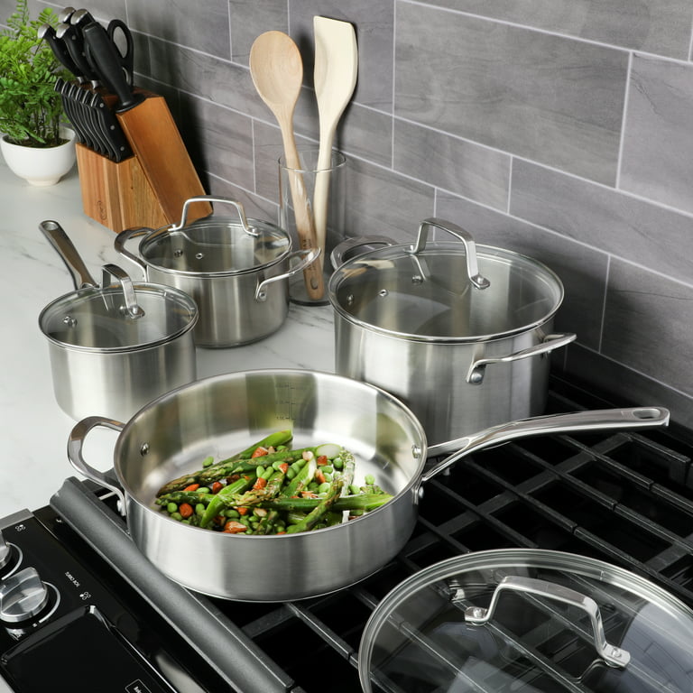 Martha Stewart Delaroux 10-Piece Stainless Steel Cookware Set w/ Ceram