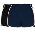 thumbnail image 3 of cfhntfmh 2pc Athletic Shorts for Women Mid Elastic Waist Pleated Workout Shorts Color Block Stretchy Gym Fitness Shorts, 3 of 6
