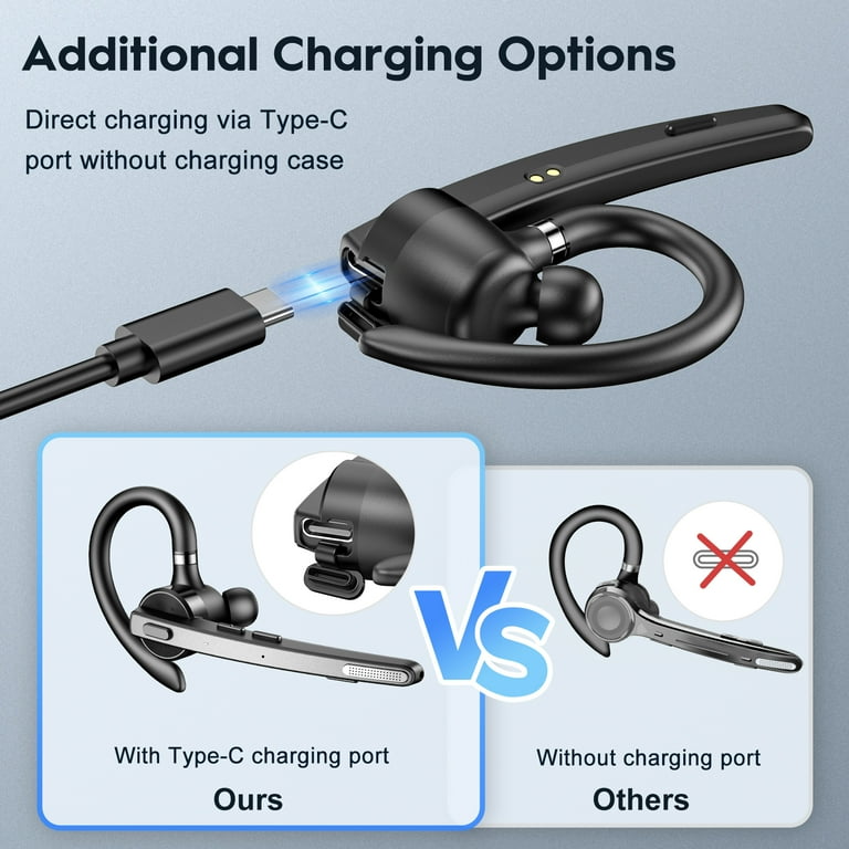 New bee Bluetooth Headset with 500mAh Charging Case, 12H Talk