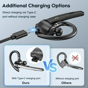 New Bee Bluetooth Headset V5.2 with 500mAh Charging Case,12H Talk Time,ENC Dual-Mic Noise Cancellation,Adjustable Fit,Dual-Device Connection,2 Charging Ways,Multi-System Compatible (PC/Phone/Driver)