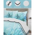 thumbnail image 4 of Quilts Twin Size Bedding Set, Teal Blue Corals Lightweight Quilted Comforter, Summer Modern Coastal Ocean Sea Soft Reversible Bedspread Coverlet with Pillow Covers for All Season, 68" x 86", 4 of 7