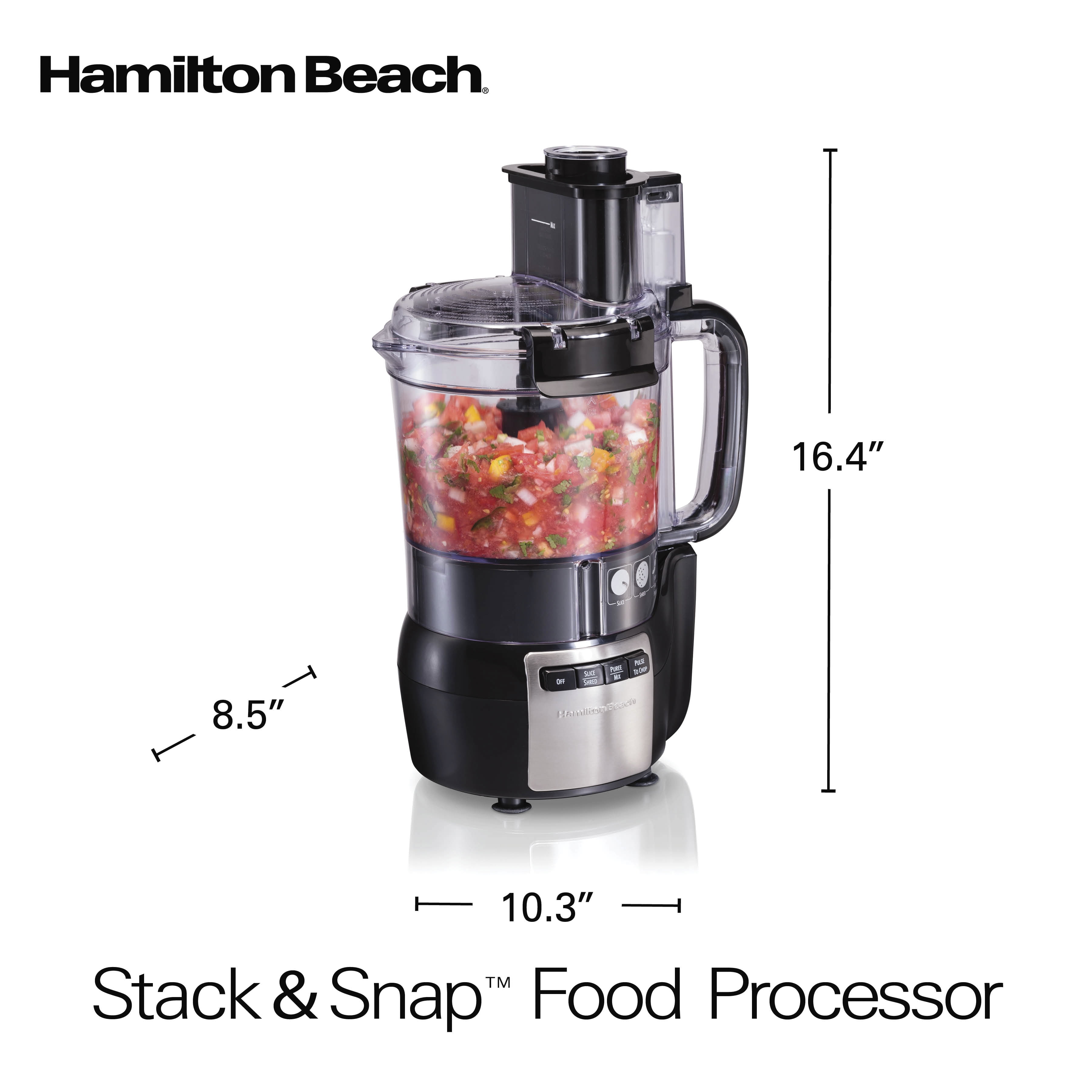 Hamilton Beach Stack & Snap 4-Cup Mini Food Processor & Vegetable Chopper,  250 Watts, for Slicing, Shredding, and Puree, Black (70510)