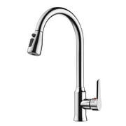 Kitchen Faucet with Pull Down Sprayer, Single Handle High Arc Kitchen Sink Faucet w/ Water Lines, Polished Chrome & 3 Hole, Commercial Modern RV Stainless Steel Kitchen Faucets for Bar, Laundry