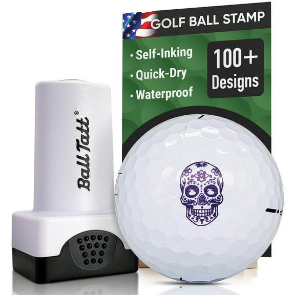 {Ball Tatt Golf Ball Stamp Self-Inking Quick-Dry Waterproof Ball Marker Stamp, Sugar Skull