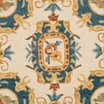 thumbnail image 6 of SAFAVIEH Micro-Loop Ibrahim Floral Bordered Wool Area Rug, Cream/Blue, 5' x 5' Round, 6 of 7