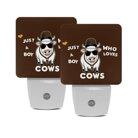 

Night Lights Plug Into Wall [2 Pack] Night Light for Kids LED Nightlight with Dusk to Dawn Sensor for Bathroom Decor Children Room Just a Boy Loves Cows Brown Animal