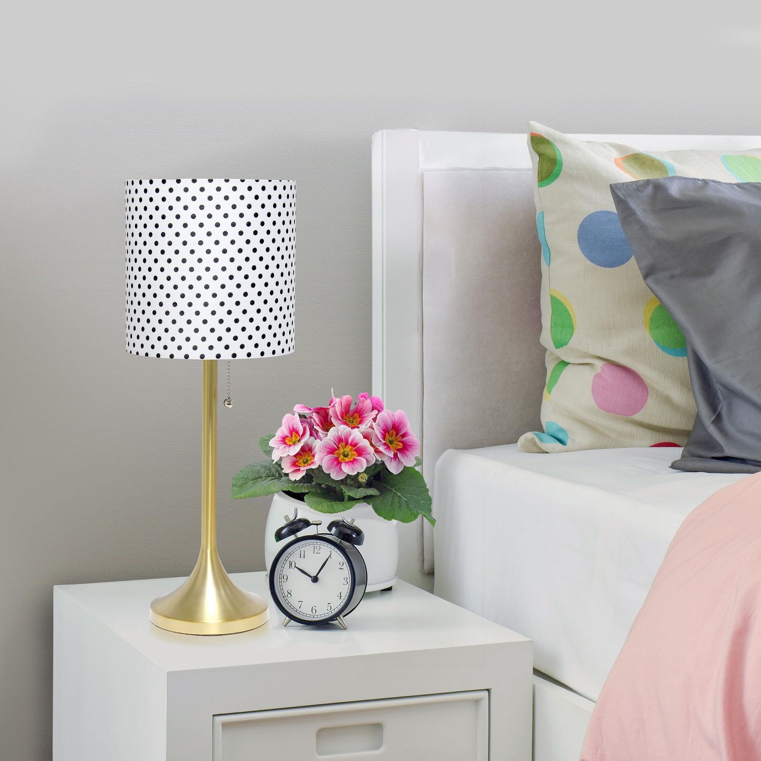 Simple Designs Tapered Table Lamp with Fabric Drum Shade
