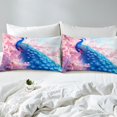 thumbnail image 3 of Erosebridal Housse de Couette 3D Paon Bleu Grand Lit, Ensembles de Literie Fleurs de Cerisier de Rêve Format Grand Lit, Bleu Rose, Réversible (Sans Couette), 3 of 7