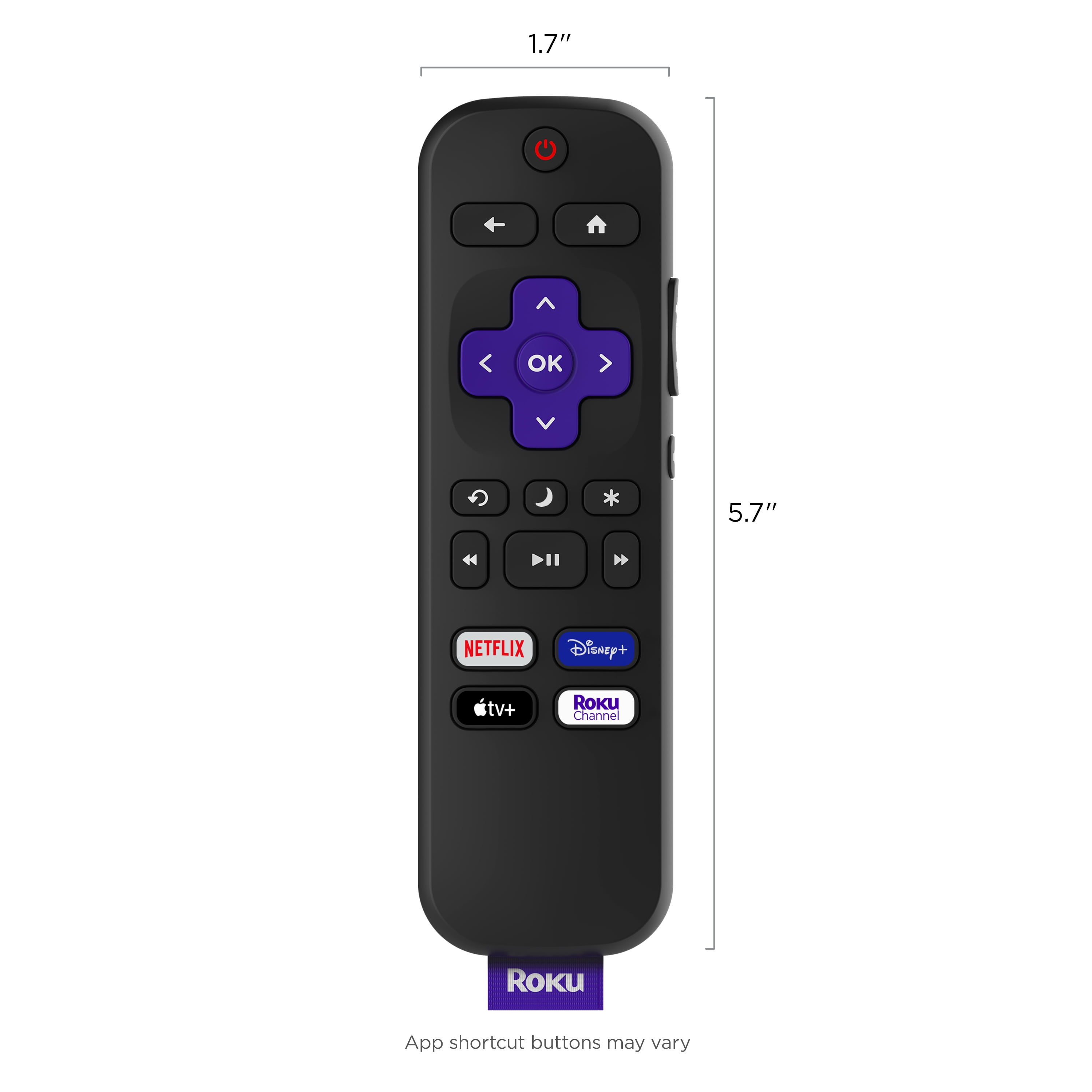 (2 pack) Roku TV Remote Control - Simple Setup & App Shortcuts - Compatible with Roku TV models ONLY - Black