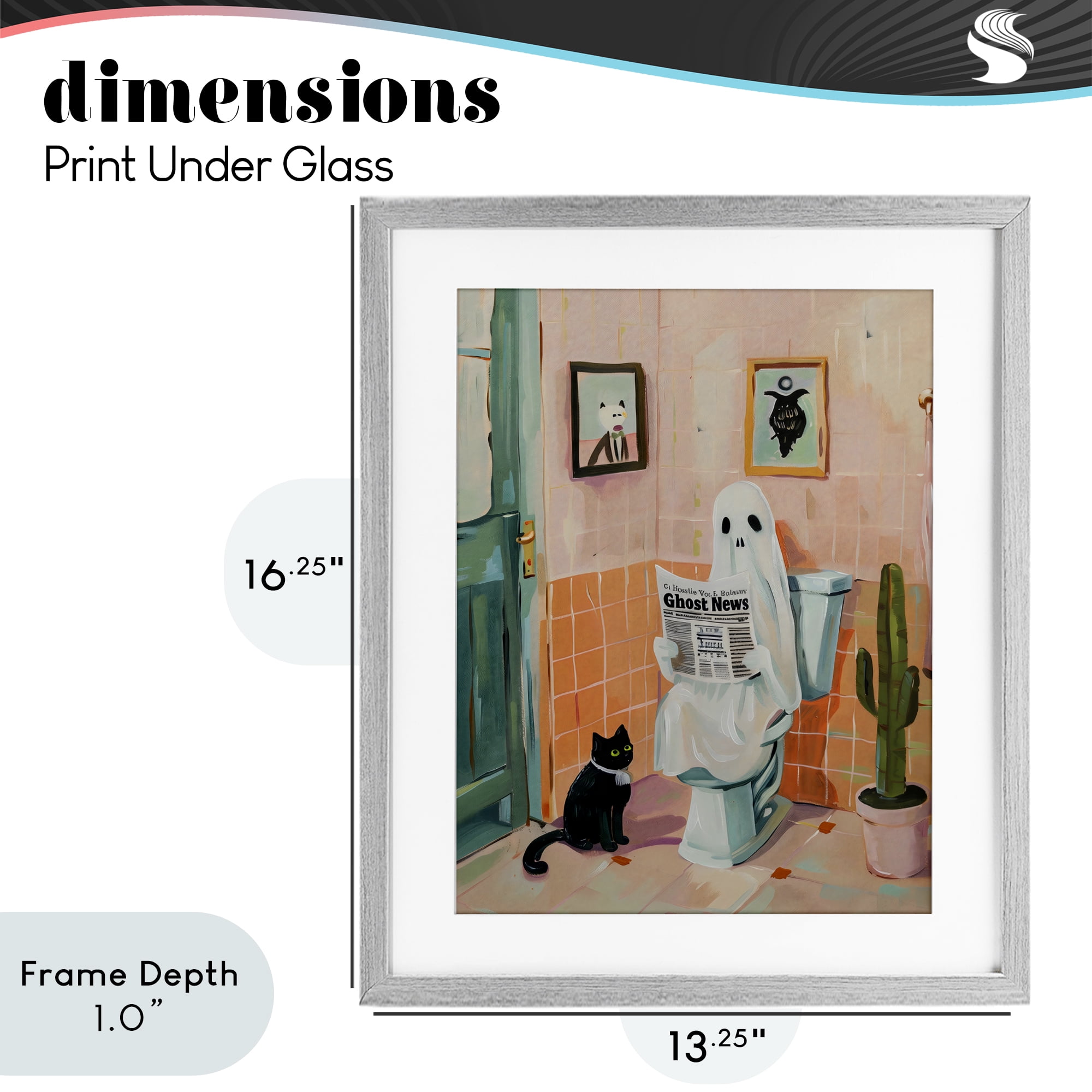 Stupell Industries Ghost Reading Newspaper Gray Framed Print Under Glass, design by The Prints Vibe