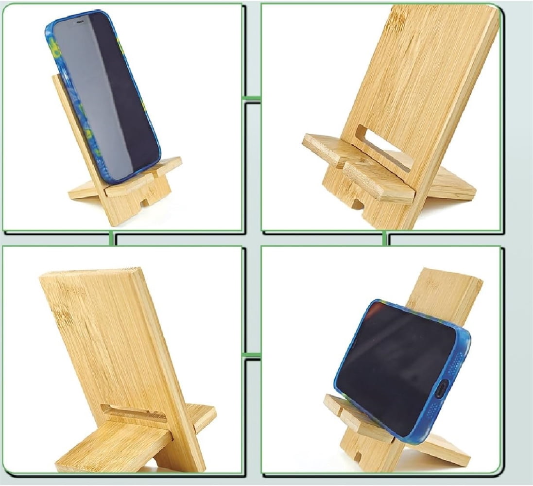 10 Pcs Sublimation Blank Wood Phone Stand with Charging Hole Detachable Portable Phone Holder