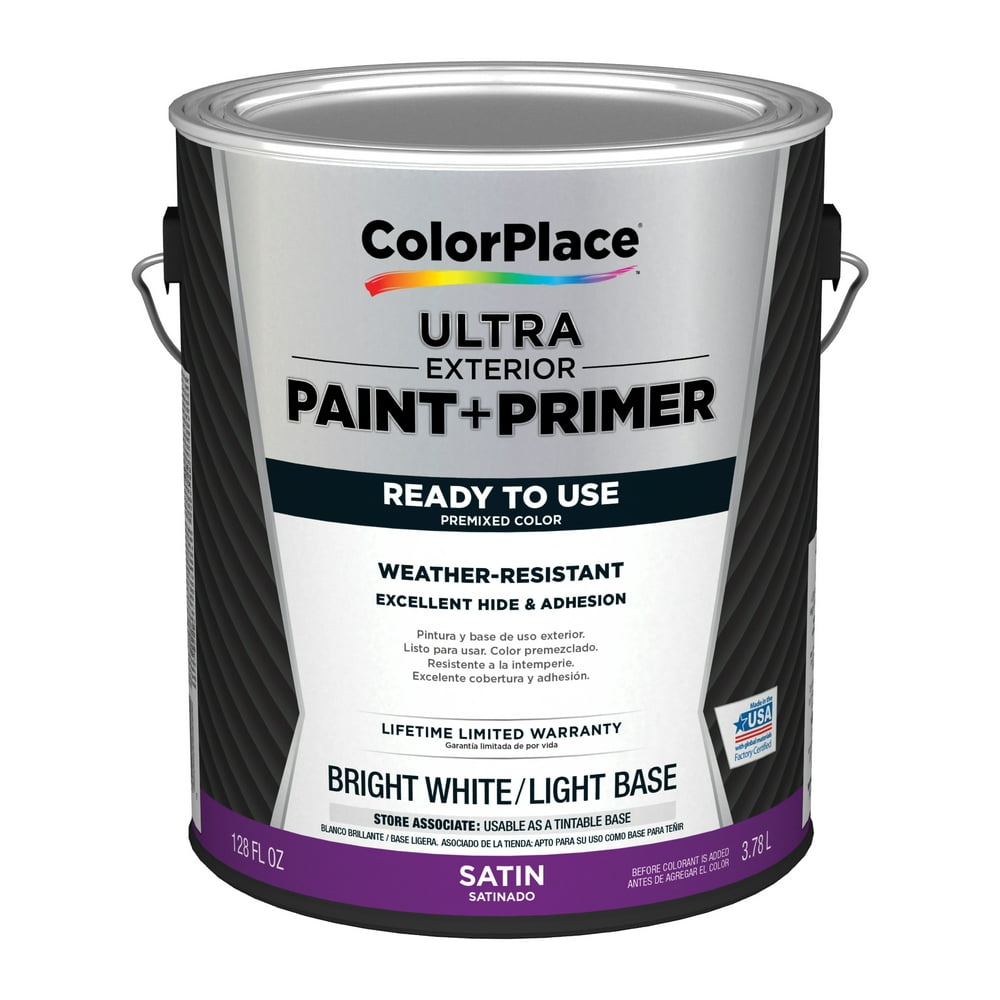 ColorPlace Ultra Exterior Paint & Primer, Satin, Bright White/Light