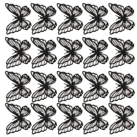 MERRYHAPY 20Pcs Cloth Patches Black Embroidered Stickers for Jackets Jeans Bags and Hats