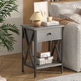 thumbnail image 4 of VECELO Nightstands Set of 2, Industrial End Table with 1-Drawer & Storage Shelf, Small Bedside Table Organizer for Small Space, Side Table for Bedroom Living Room, Hemp Gray, 4 of 11
