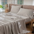 thumbnail image 4 of MooMee 100% Washed Cotton Sheet Set Queen Linen Like Textured Breathable Durable Soft Comfy 4pcs (Solid Light Tan), 4 of 6