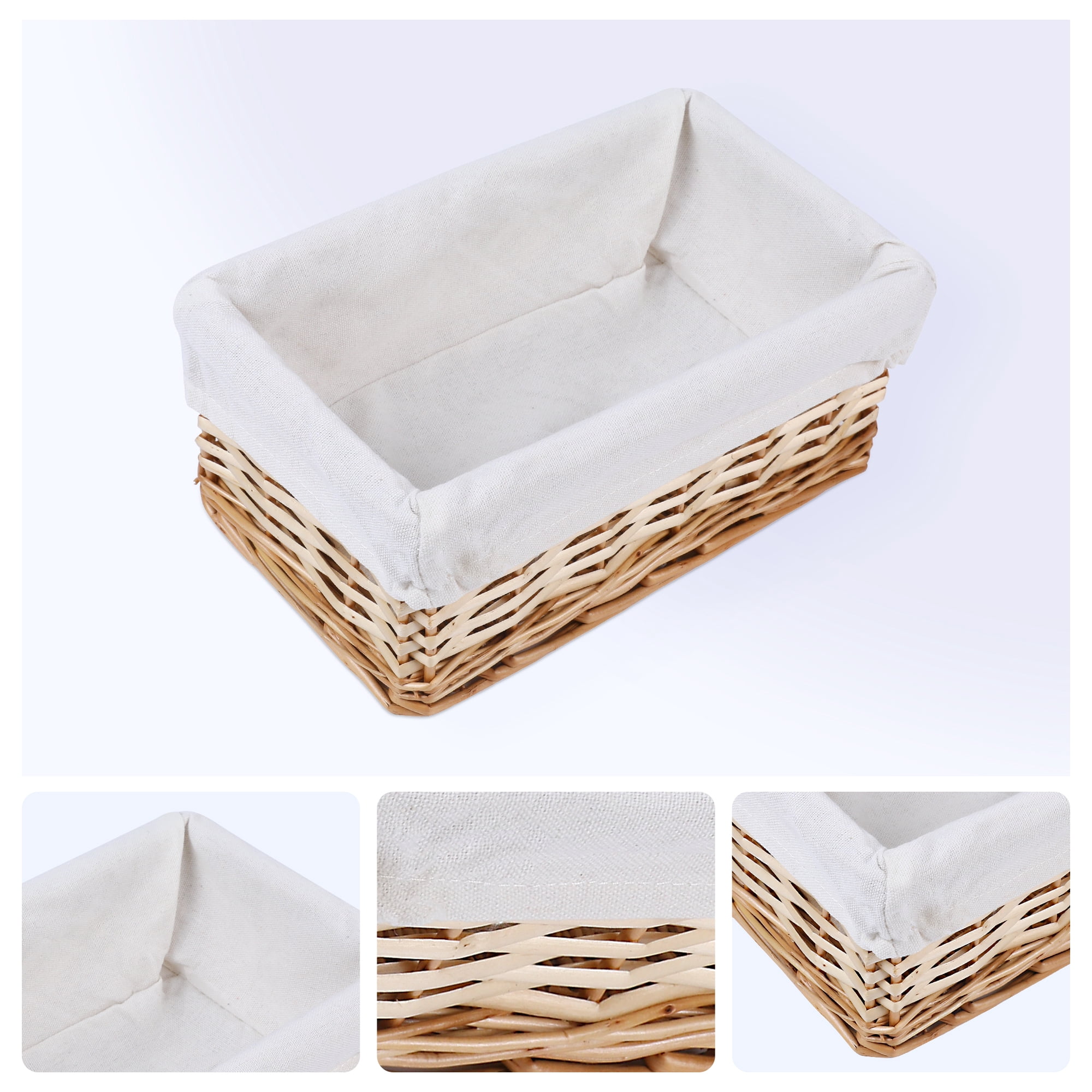 Unique Bargains 1 Pack Wicker Basket with Cloth Light Brown 10.2*5.9*4.3in