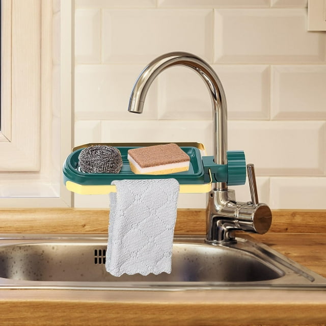 TIMIFIS Sink Rack Holder Expandable Storage Basket Rack Holder Food Vegetable Fruit Drying Rack Sponge Holder for Kitchen Sink Caddy