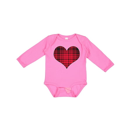 

Inktastic Red Plaid Heart Gift Baby Boy or Baby Girl Long Sleeve Bodysuit