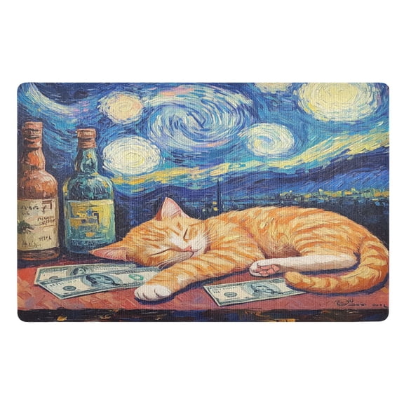 BZSMCE Floor Mats 32x20in Sleeping Cat Pattern Creativity Doormats