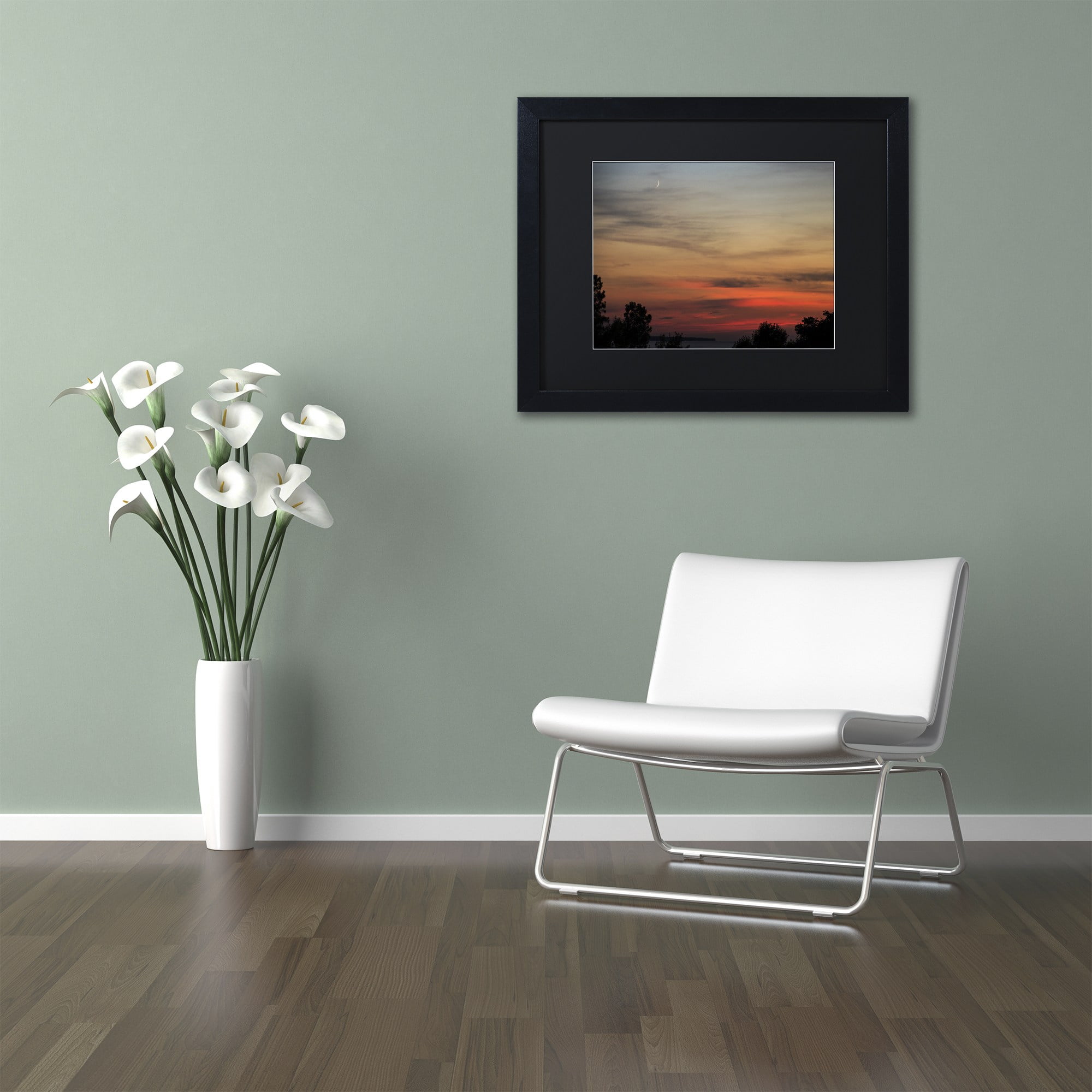Trademark Fine Art "New Moon Sunset" Canvas Art by Kurt Shaffer, Black Matte, Black Frame