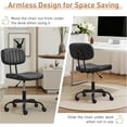 thumbnail image 6 of Small Home Office Desk Chair with Wheels, Armless Comfy Vanity Chair Swivel Computer Task Chair No Arms, Modern Height Adjustable Low Back Rolling Chair for Small Space (PU Leather Black), 6 of 18
