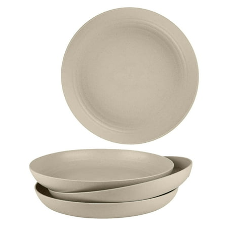 

4pcs Wheat Straw Plates Unbreakable Lightweight Dinner Plates Reusable Sturdy Dinnerware Lightweight Unbreakable Dinner Plates Beige