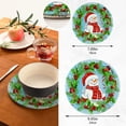 thumbnail image 2 of SKYSONIC 2 pcs Christmas Wreath Snowman Pot Holders Trivets, Heat Resistant Trivets,Xmas Funny Bullfinches Cotton Thread Weave Mats for Hot Pads Pans Pot Bowl Teapot, 2 of 7
