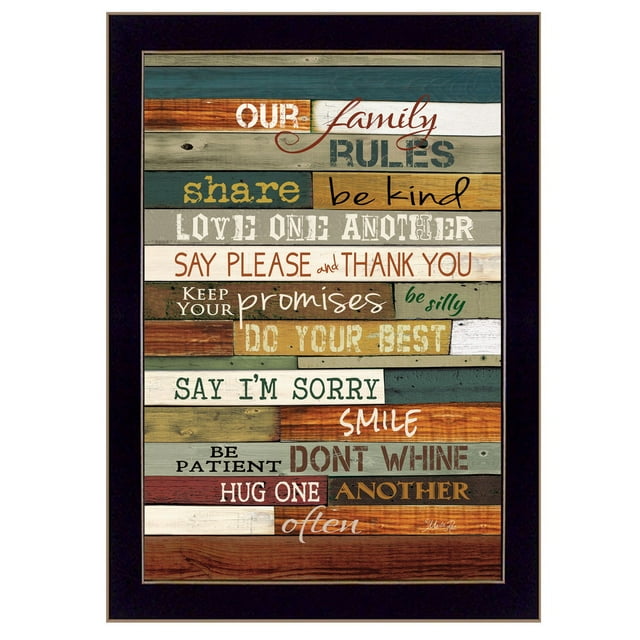 TrendyDecor4U MA862F-712 ''Nos Règles de Famille'' par Marla Rae Imprimé Encadré Art Mural