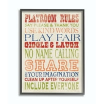 Stupell Playroom Rules In Four Colors Wall Art, Design By Stephanie Workman Marrott 16x20 Black