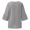 thumbnail image 4 of Summer Tops for Women 2025 Vacation Cotton Lien Tunic 3/4 Length Sleeve  Neck Shirts Casual Loose Blouse Beach Vacation Tees (Gray), 4 of 5