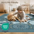 thumbnail image 4 of ODIKA 8'x10' Light Blue Nautical Explorer Little Washable Area Rug Intricate Compass And Maritime Motifs With Ornate Borders Non-Shedding, Easy Care, for King Size Bedroom Under Bed, Master Suite, 4 of 7