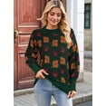thumbnail image 6 of Women'S Fall Leaf Trendy Jacquard Sweater Casual Knitted Soft Cozy Pullover Sweaters Green L, 6 of 7