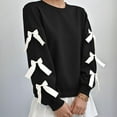 thumbnail image 5 of Otntypg Womens Oversized Cute Bow Sweatshirts Trendy Long Sleeve Crew Neck Preppy Pullover Tops Long Sleeve Valentines Day Holiday Outfit Clothes Black M, 5 of 8