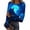 Dark blue, variant on Halloween Long Sleeve Print Tops for Women Gothic Ribbed Knit Slim Fit Base