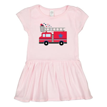 

Inktastic 4th of July Firetruck with Red and Blue Stars Gift Toddler Girl Dress