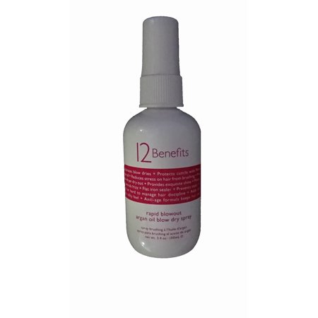 Rapid Blowout Argan Oil Blow Dry Spray, By 12 Benefits - 3.4 Oz Hair