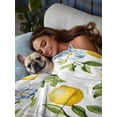 thumbnail image 3 of Summer Lemon Queen Size Flat Sheet, Wrinkleproof & Fadeproof Cooling Flat Bed Sheet Only, Yellow Fruits Botanical Spring Floral Breathable Soft Bedding Top Sheets 90 x 102 Inches, 3 of 8