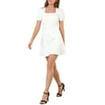 thumbnail image 5 of Allegra K Women's Square Neck Puff Short Sleeve Elastic Cuff a Line Mini Dress, 5 of 6