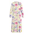 thumbnail image 5 of Xoenoiee Rose Daisy Butterfly Print Nightgowns for Women Long Sleeve Button House Dress Soft Full Length Sleepwear V Neck Lounge Dress Plus Size, XL, 5 of 7