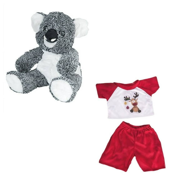 Plush Gear Kevin The Koala with Reindeer PJ for Stuffed Animal Outfit- 16 inch Make Own Plushie Teddy Bear Adorable Clothes, Gift for Kids