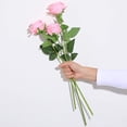 thumbnail image 2 of Morttic 12PCS Pink Rose Artificial Flower, Realistic Single Stem Fake Silk Rose Bouquet for Wedding Party Home Hotel Office Decor (Pink), 2 of 7