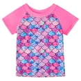 thumbnail image 3 of WIBACKER Girls Mermaid Swimsuit Set 2 Pieces Short Sleeve Rash Guard Swimwear UPF 50+ Summer Beach Bathing Suit 4-12 Years, 3 of 11